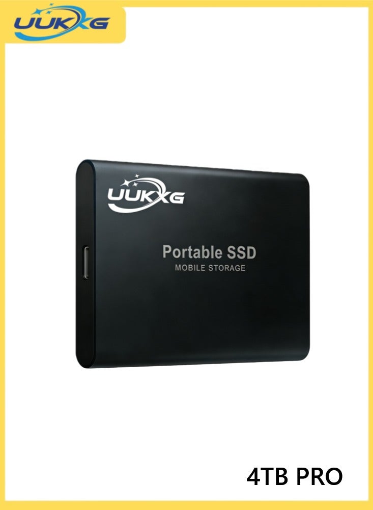كي كي جي جهاز تخزين صلب محمول خارجي 4TB PRO، نقل بيانات عالي السرعة بـ USB 3.1 (4000GB)، دعم لنقل البيانات من قرص احتياطي للحاسوب، محرك تخزين صلب مصغر خارجي قابل للحمل بـ USB C، نوع USB 3.1 Type-C، سرعات قراءة وكتابة تصل إلى 1000 ميجابايت/ثانية، تشفير أجهزة بيت 256-بت باستخدام AES، حلقة حامس، مقاومة للغبار IP65، مصمم للاستخدام في أجهزة الكمبيوتر الشخصي/اللaptops/ الهواتف المحمولة وغير ذلك، اللون الأسود - Image 1